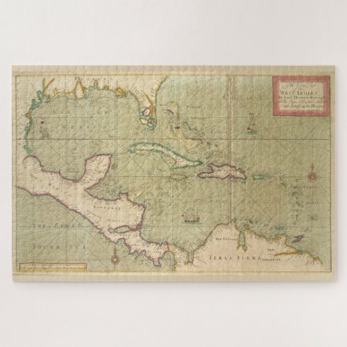 Vintage Map of The Caribbean 1707 Jigsaw Puzzle