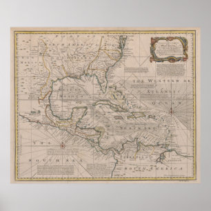 Vintage Map of The Caribbean (1720) Poster