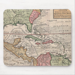 Vintage Map of the Caribbean (1732) Mouse Pad