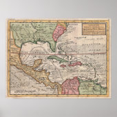 Vintage Map of the Caribbean (1732) Poster | Zazzle