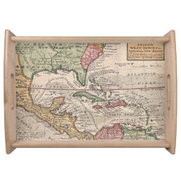 Vintage Map of The Caribbean (1732) Serving Tray