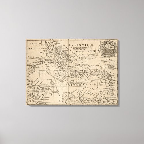 Vintage Map of The Caribbean 1763 Canvas Print