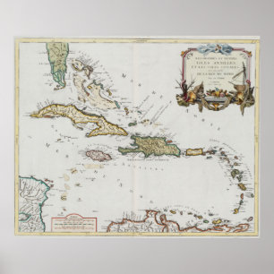 Vintage Map of The Caribbean (1779) Poster