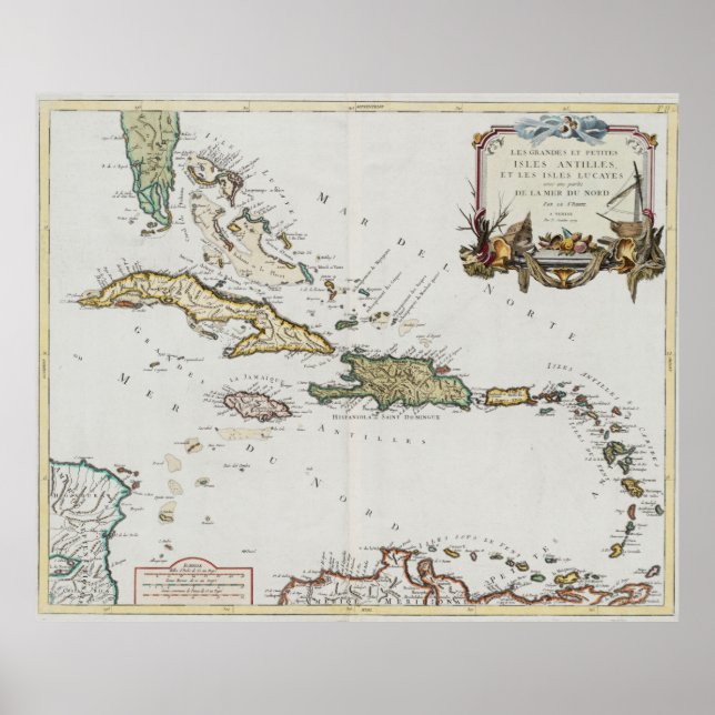 Vintage Map of The Caribbean (1779) Poster (Front)