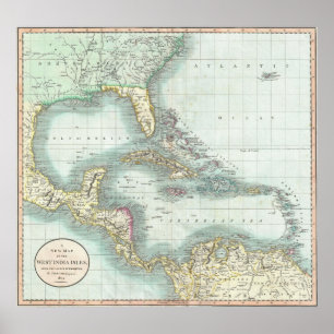 Vintage Map of The Caribbean (1803) Poster