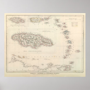 Vintage Map of the Caribbean (1848) Poster