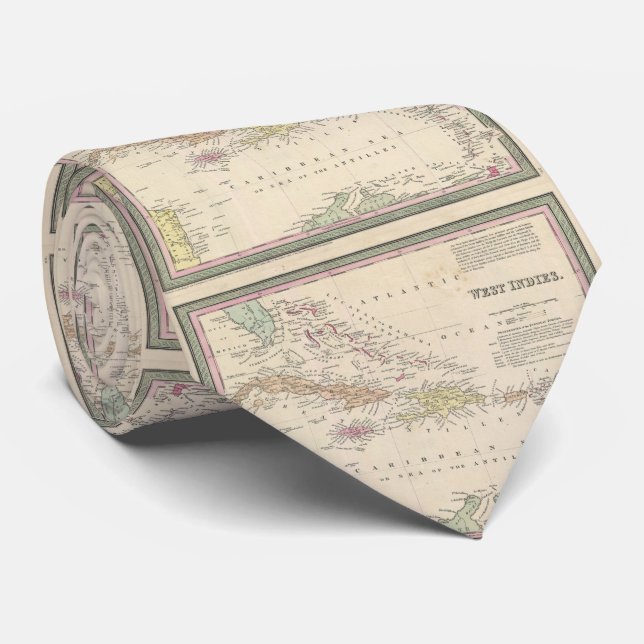 Vintage Map of The Caribbean (1850) Tie (Rolled)