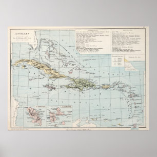 Vintage Map of The Caribbean (1886) Poster