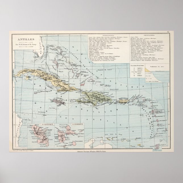 Vintage Map of The Caribbean (1886) Poster (Front)