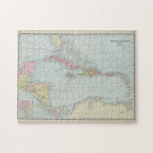 Vintage Map of The Caribbean 1889 Jigsaw Puzzle