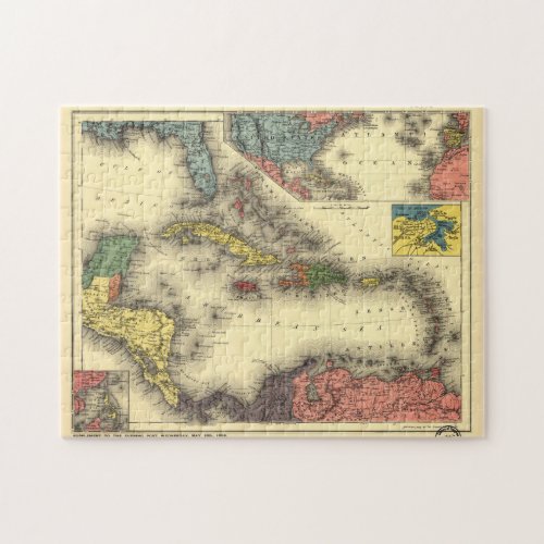 Vintage Map of The Caribbean 1898 Jigsaw Puzzle