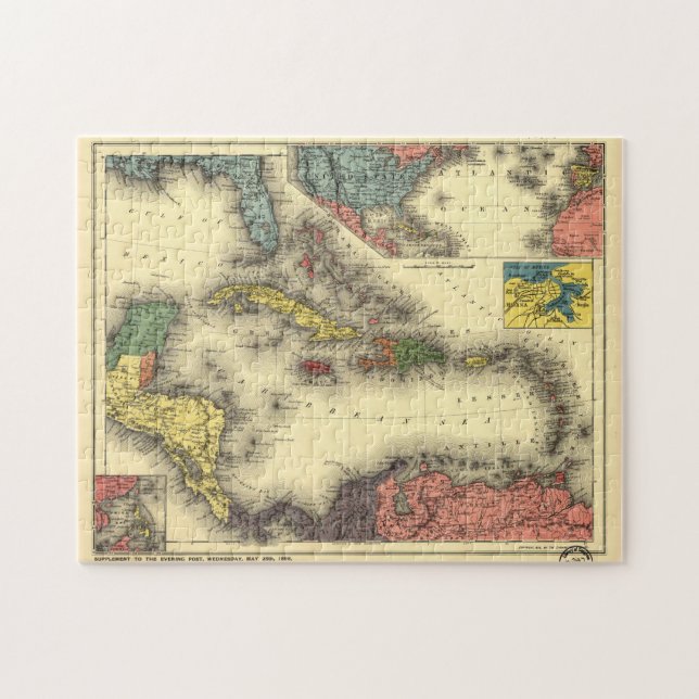 Vintage Map of The Caribbean (1898) Jigsaw Puzzle (Horizontal)
