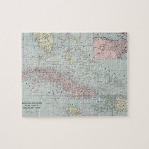 Vintage Map of The Caribbean 1901 Jigsaw Puzzle