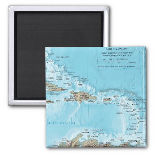 Vintage Map of the Caribbean _ US Magnet