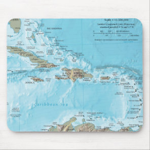 Vintage Map of the Caribbean - U.S. Mouse Pad