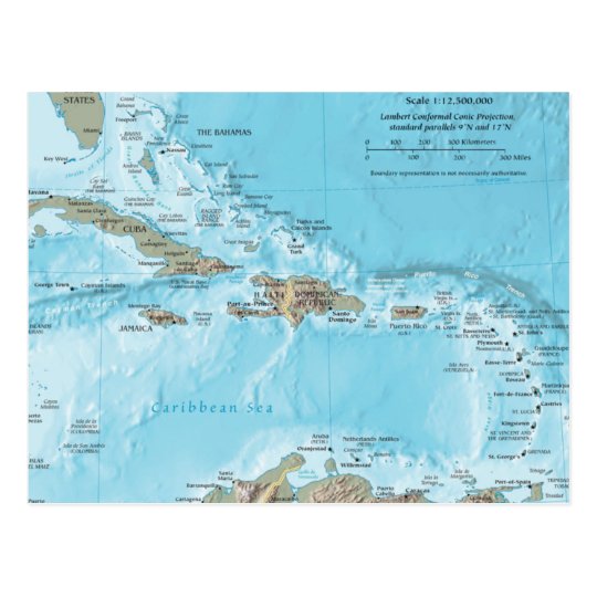 Vintage Map of the Caribbean - U.S. Postcard | Zazzle.com
