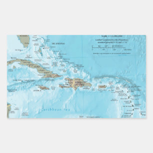 Vintage Map of the Caribbean - U.S. Rectangular Sticker