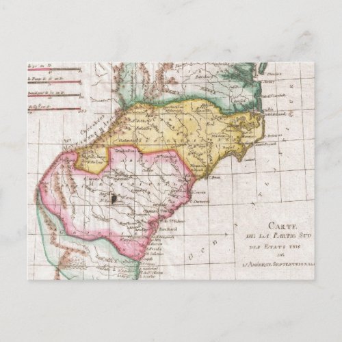 Vintage Map of The Carolinas 1780 Postcard