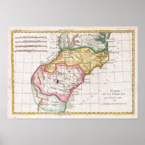 Vintage Map of The Carolinas 1780 Poster