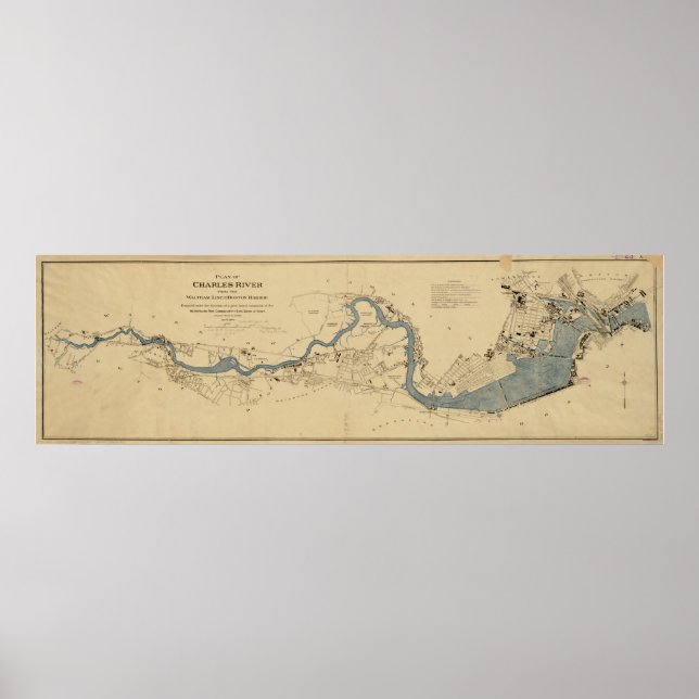 Vintage Map of The Charles River (1894) Poster (Front)