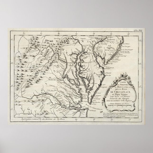 Vintage Map of The Chesapeake Bay (1780) Poster (Front)