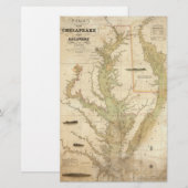 Vintage Map of The Chesapeake Bay (1840) (Front/Back)