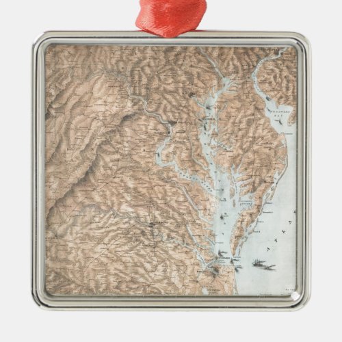 Vintage Map of The Chesapeake Bay 1861 Metal Ornament