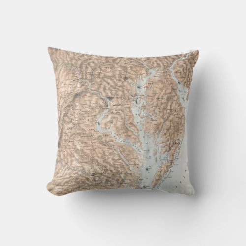 Vintage Map of The Chesapeake Bay 1861 Throw Pillow