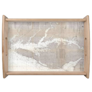Vintage Map of the Chesapeake Bay (1866) Serving Tray