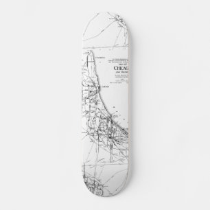 Vintage Map of The Chicago Railroad Network (1913) Skateboard Deck