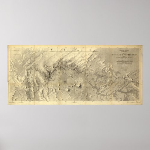 Vintage Map of The Colorado River 1858 Poster