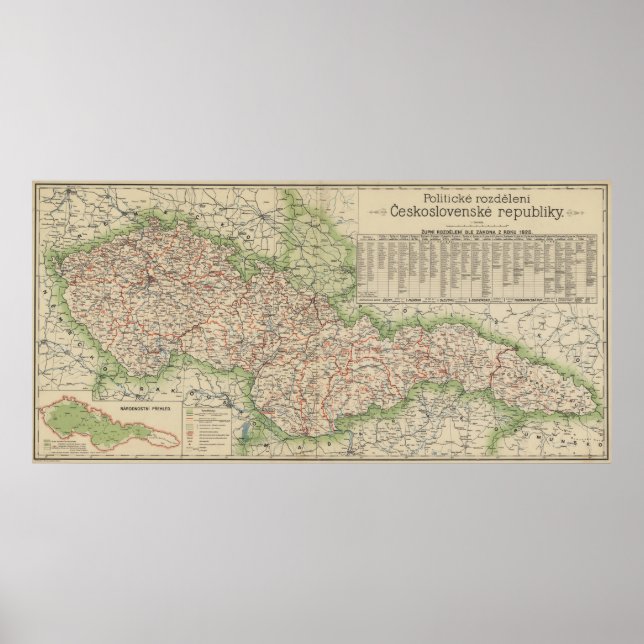 Vintage Map of The Czech Republic (1920) Poster (Front)