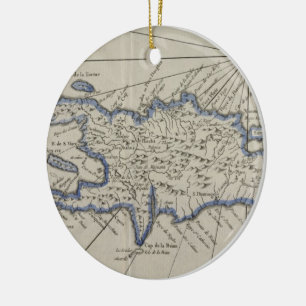 Vintage Map of The Dominican Republic (1750) Ceramic Ornament