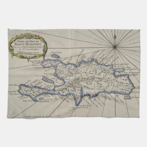 Vintage Map of The Dominican Republic 1750 Towel