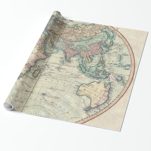 Vintage Map of The Eastern Hemisphere 1801 Wrapping Paper