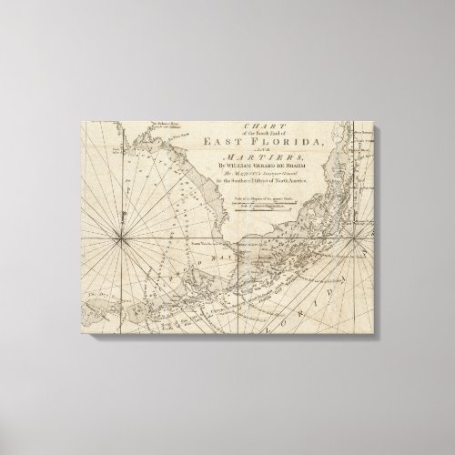 Vintage Map of The Florida Keys 1771 Canvas Print