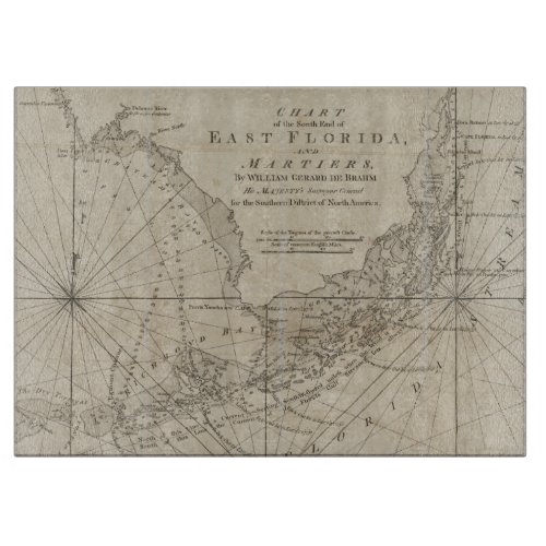 Vintage Map of The Florida Keys 1771 Cutting Board