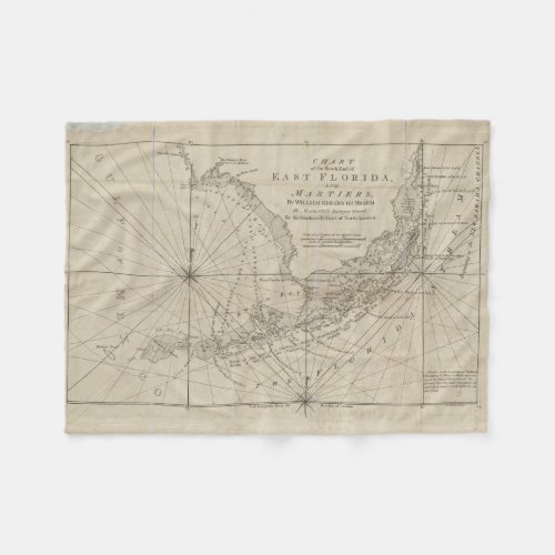 Vintage Map of The Florida Keys 1771 Fleece Blanket