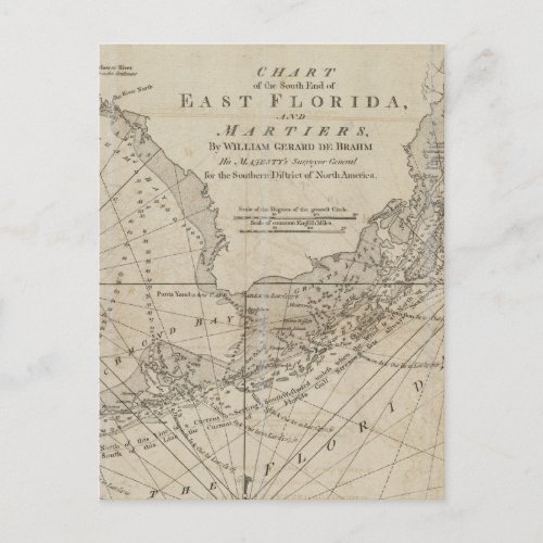 Vintage Map of The Florida Keys 1771 Postcard