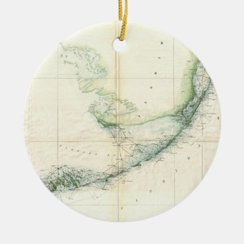 Vintage Map of The Florida Keys 1859 Ceramic Ornament