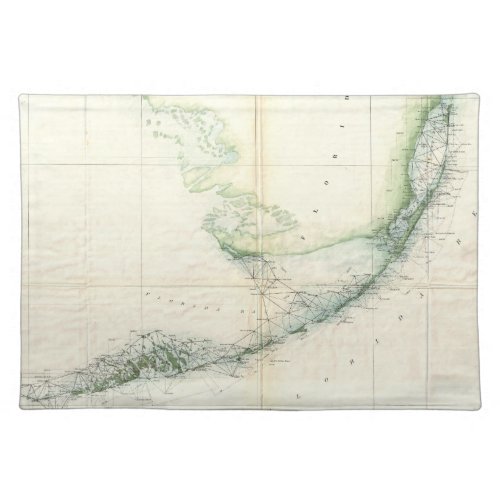 Vintage Map of The Florida Keys 1859 Cloth Placemat