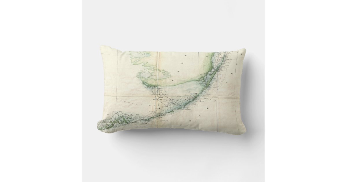 Vintage Map of The Florida Keys (1859) Lumbar Pillow | Zazzle