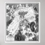 Vintage Map of The Gettysburg Battlefield (1863)BW Poster