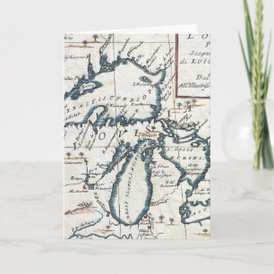 Vintage Map of The Great Lakes (1696) Card