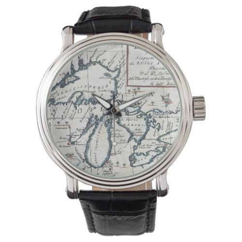 Vintage Map of The Great Lakes 1696 Watch