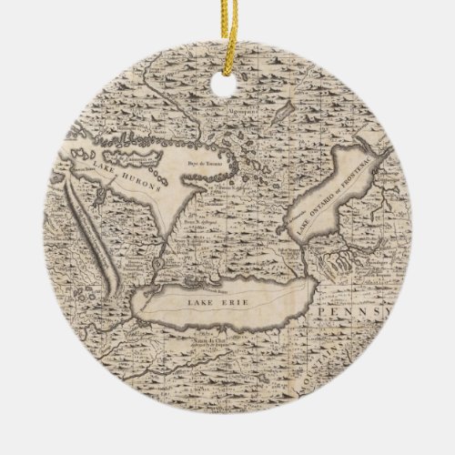 Vintage Map of The Great Lakes 1733 Ceramic Ornament