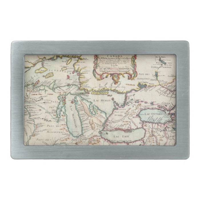 Vintage Map of The Great Lakes (1755) Rectangular Belt Buckle