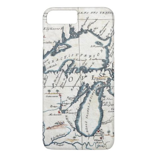 Vintage Map of the Great Lakes 17th Century iPhone 8 Plus7 Plus Case