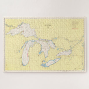 Vintage Map of The Great Lakes (1966) Jigsaw Puzzle