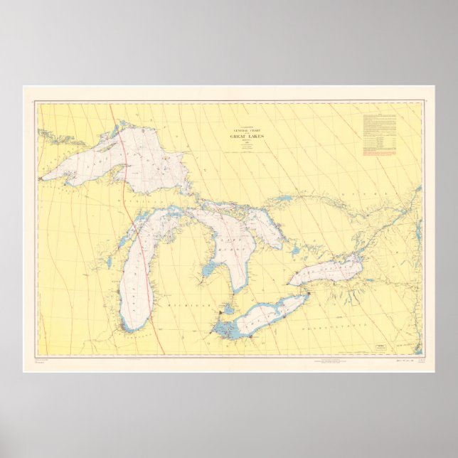 Vintage Map of The Great Lakes (1966) Poster (Front)